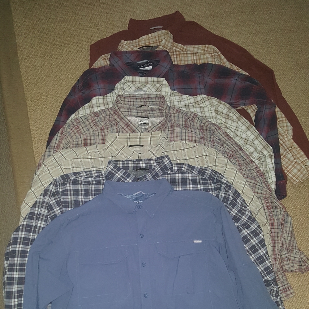 LOT of 9 total Columbia GRT Titanium XXL LS shirts